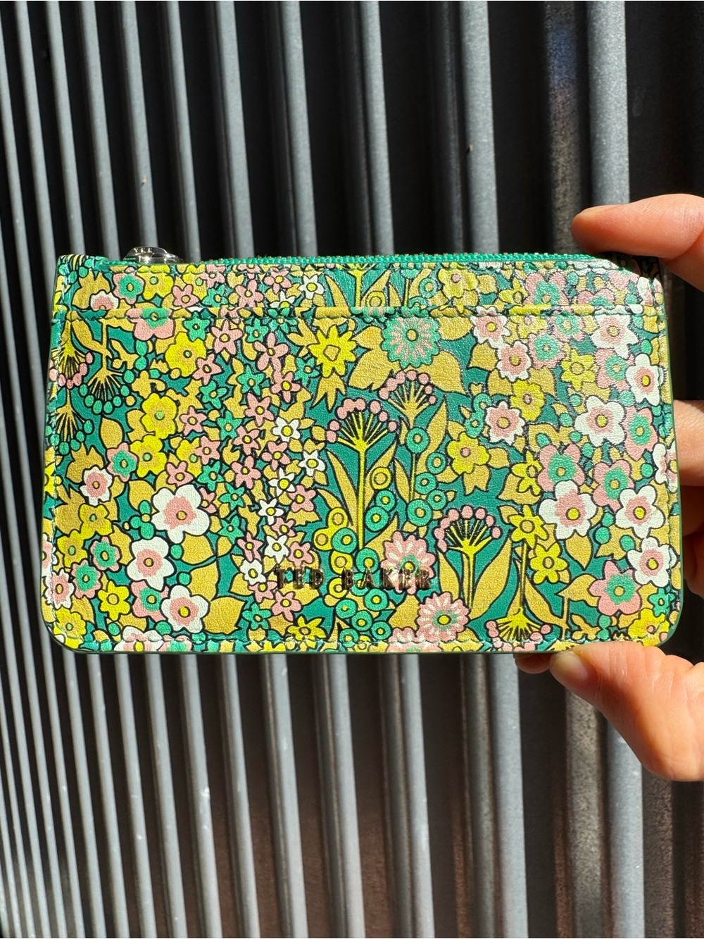 Ted Baker London Emerald Garcet Flirty Texture Floral Zip Card Holder